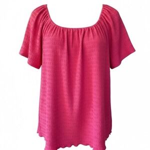 NWT Lane Bryant 22/24 Pink Clip Dot Textured Short Sleeve Top Plus Size